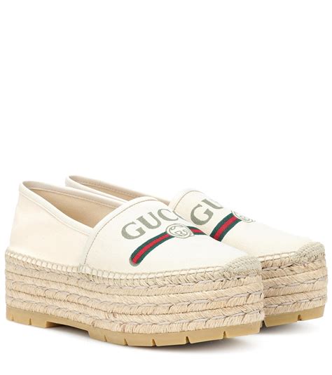 gucci wedges white shoes|Gucci canvas espadrilles.